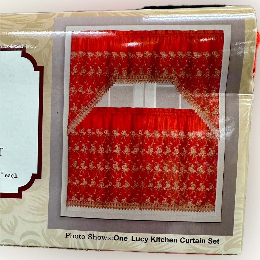 Lucy 3 piece Embbroidery kitchen curtain  set .